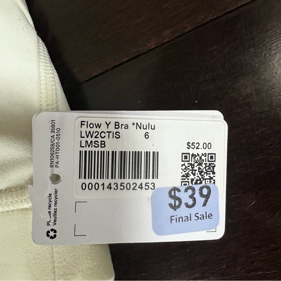 NWT Lululemon Sports Bra Size 6 Flow Y Bra Nulu - Picture 5 of 6